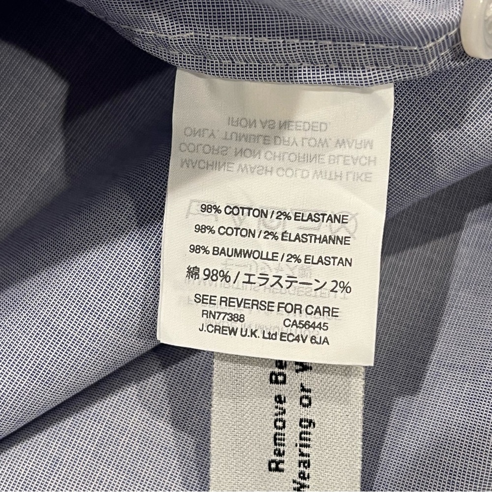 NEW J.Crew Men's Ludlow Stretch Cotton Dress Shirt Fairweather Blue 17.5/36‎ - Picture 12 of 16